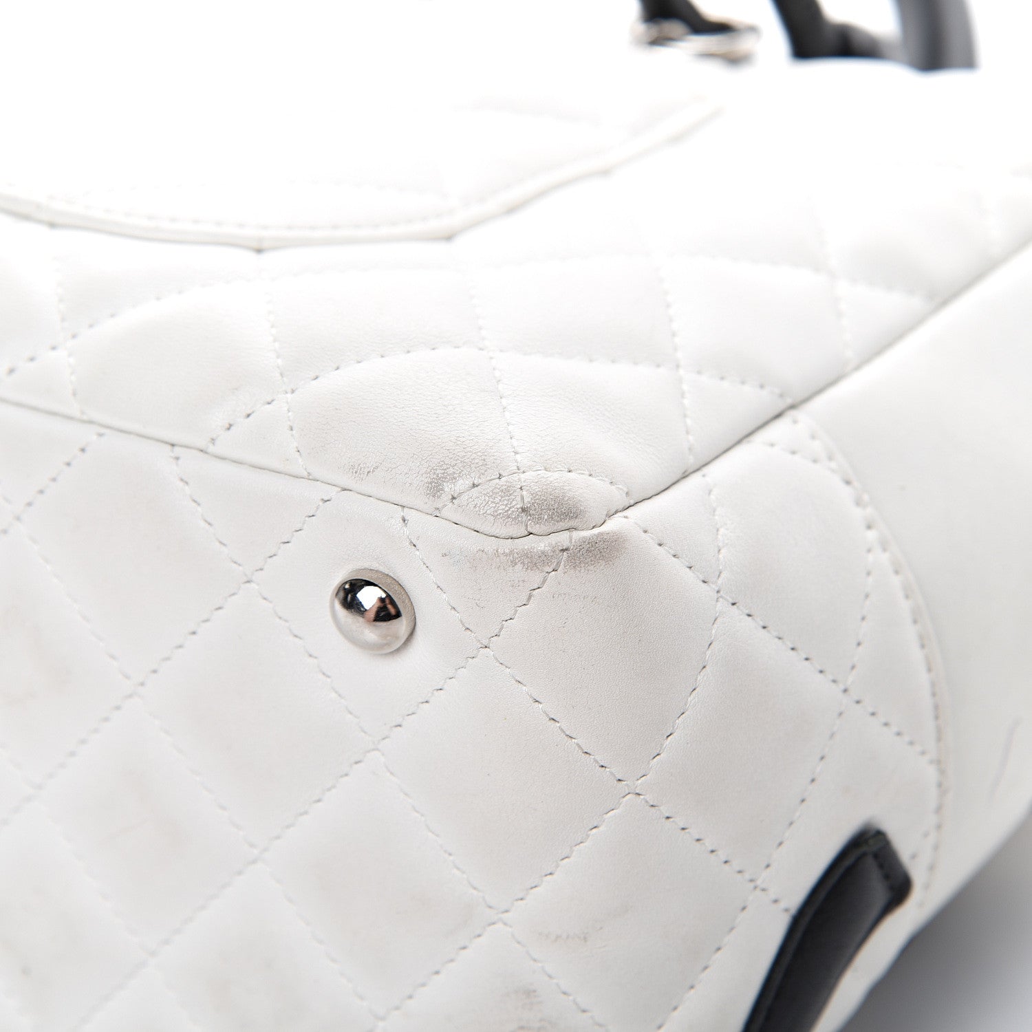 Chanel Calfskin Quilted Large Cambon Bowler White Black 11 of 17
