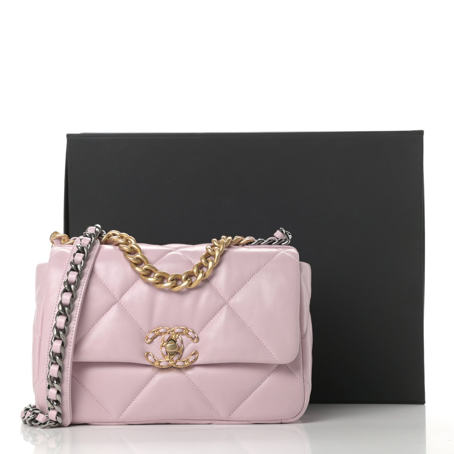 Lambskin Quilted Medium Chanel 19 Flap Light Pink