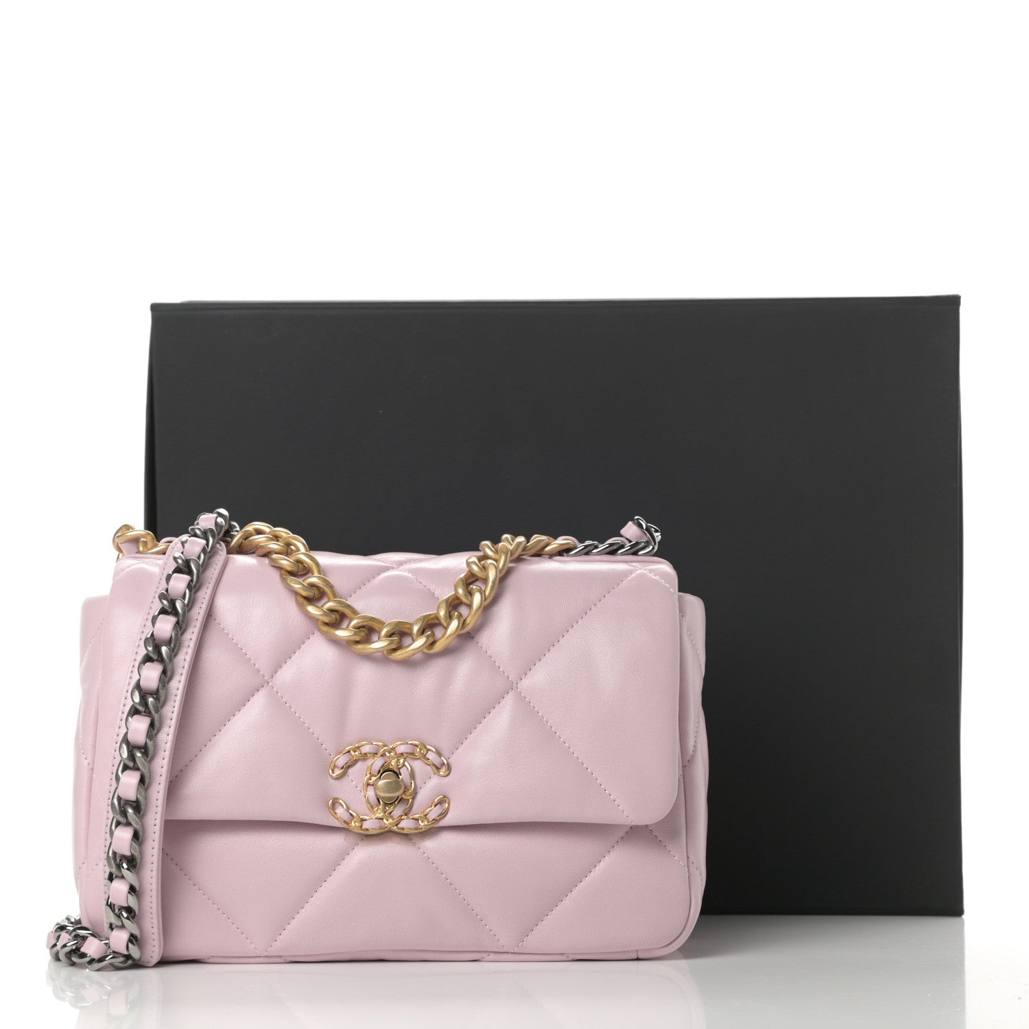 Chanel Lambskin Quilted Medium Chanel 19 Flap Light Pink 11 of 11