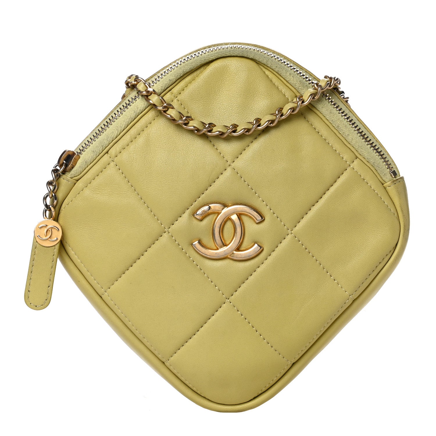 Chanel Lambskin Quilted Diamond Clutch With Chain Light Green 1 of 18