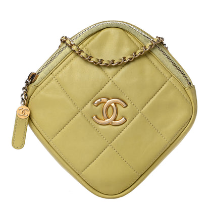 Chanel Lambskin Quilted Diamond Clutch With Chain Light Green 1 of 18