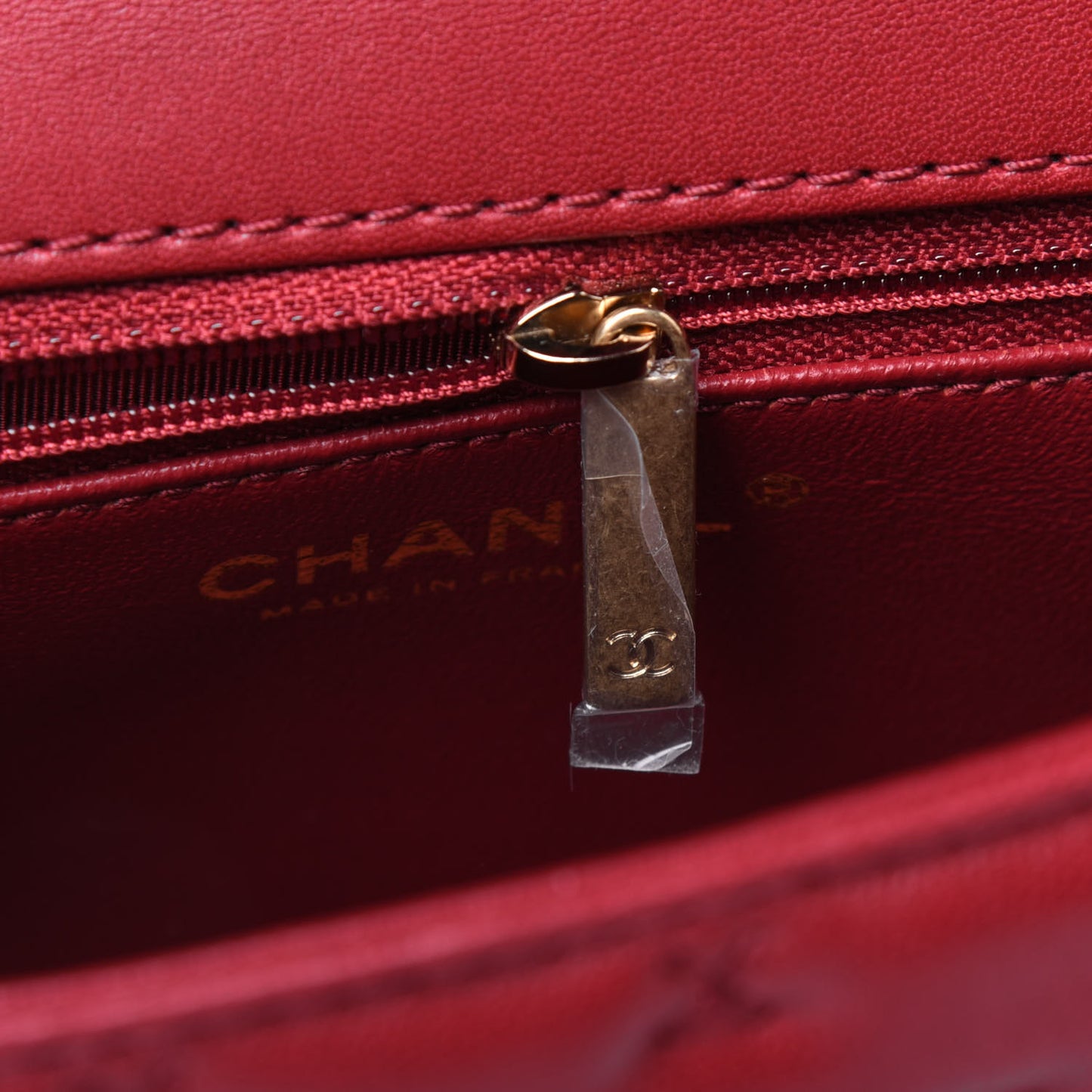 Lambskin Cross Stitch Mini Coco Handle Flap Red