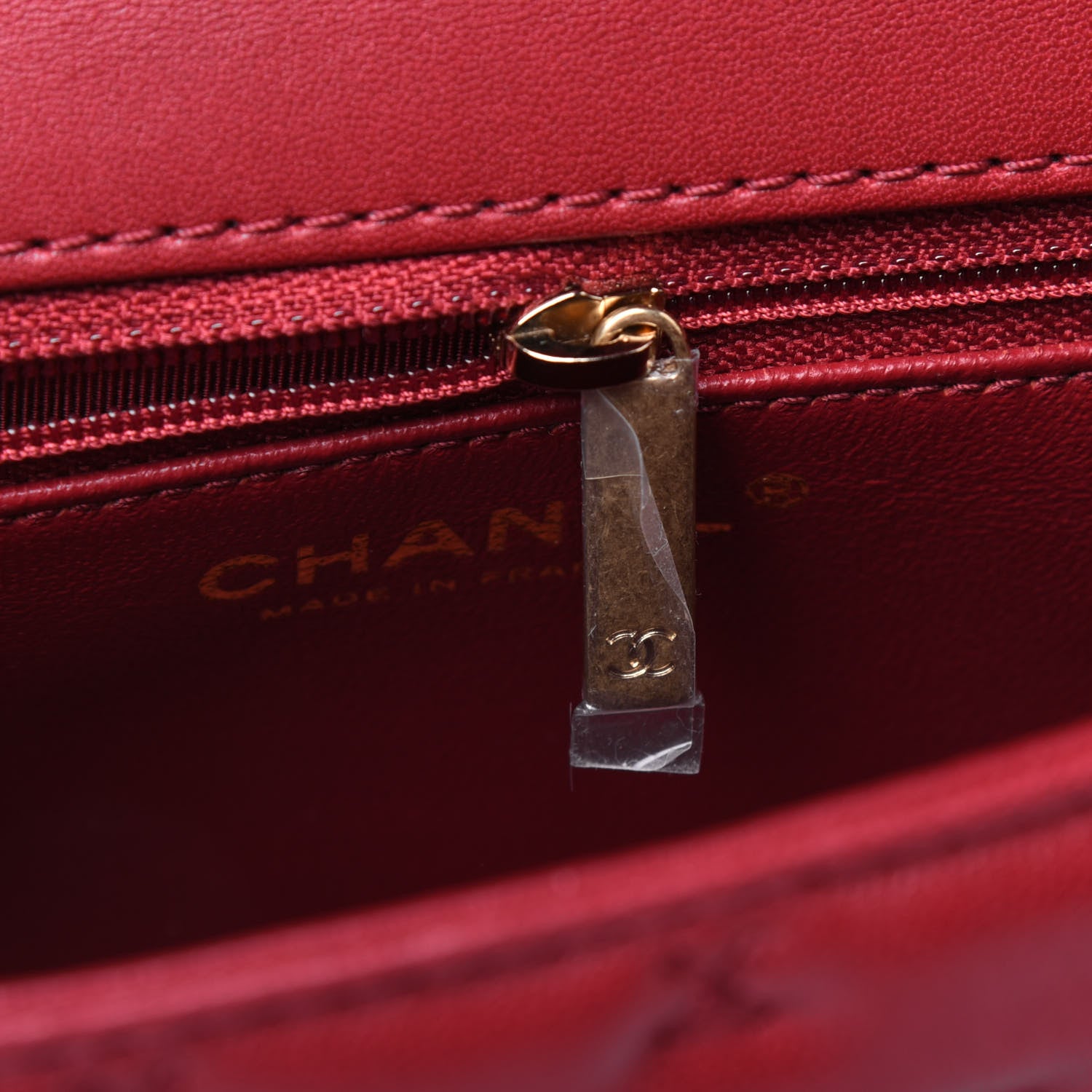 Chanel Lambskin Cross Stitch Mini Coco Handle Flap Red 7 of 14
