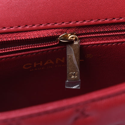Chanel Lambskin Cross Stitch Mini Coco Handle Flap Red 7 of 14