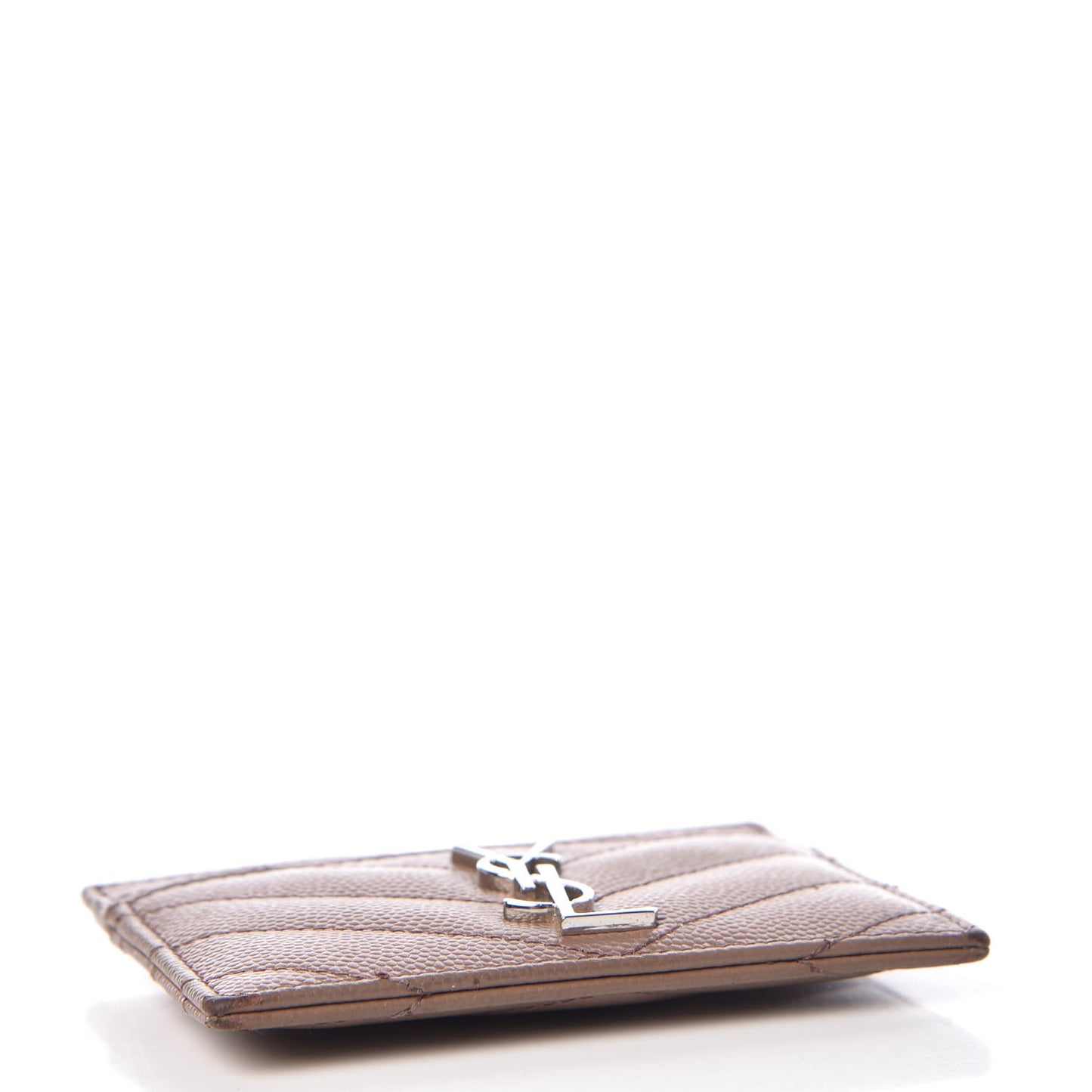 Grain De Poudre Matelasse Chevron Monogram Credit Card Case Dark Beige