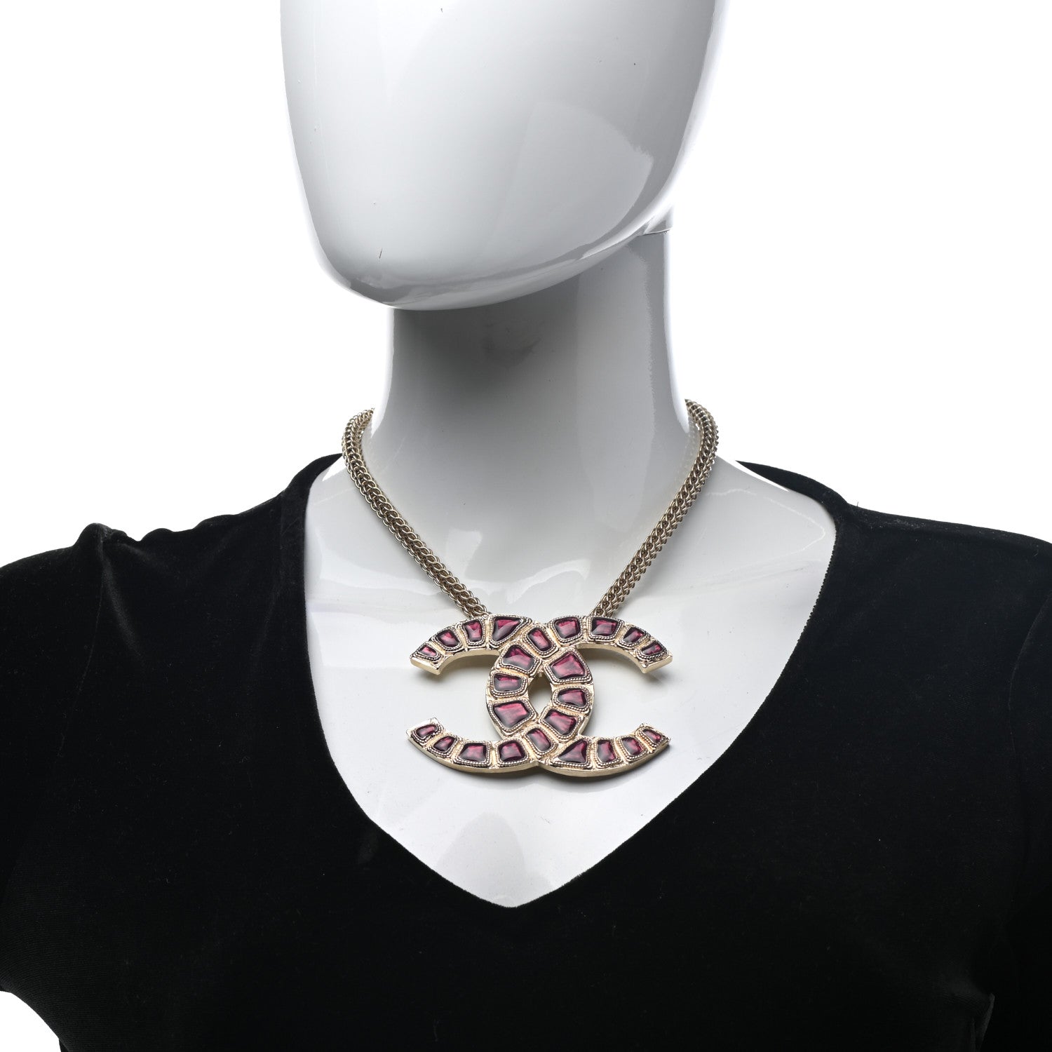 Chanel Resin Along The Nile CC Pendant Necklace Gold Purple 2 of 7