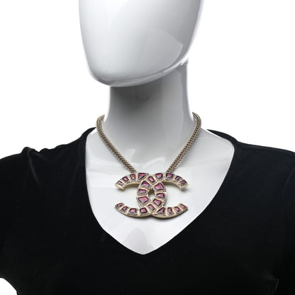Chanel Resin Along The Nile CC Pendant Necklace Gold Purple 2 of 7