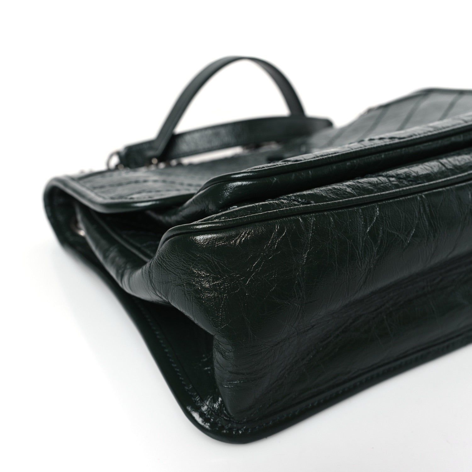 Saint Laurent Crinkled Calfskin Matelasse Monogram Medium Niki Chain Satchel Military Olive 8 of 9
