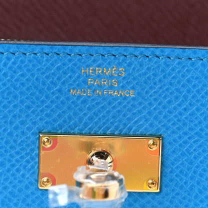 Hermes Epsom Verso Kelly Wallet To Go Bleu Frida Rouge H 6 of 8