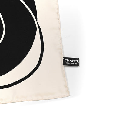 Chanel Silk CC Camellia Scarf Black White 3 of 3