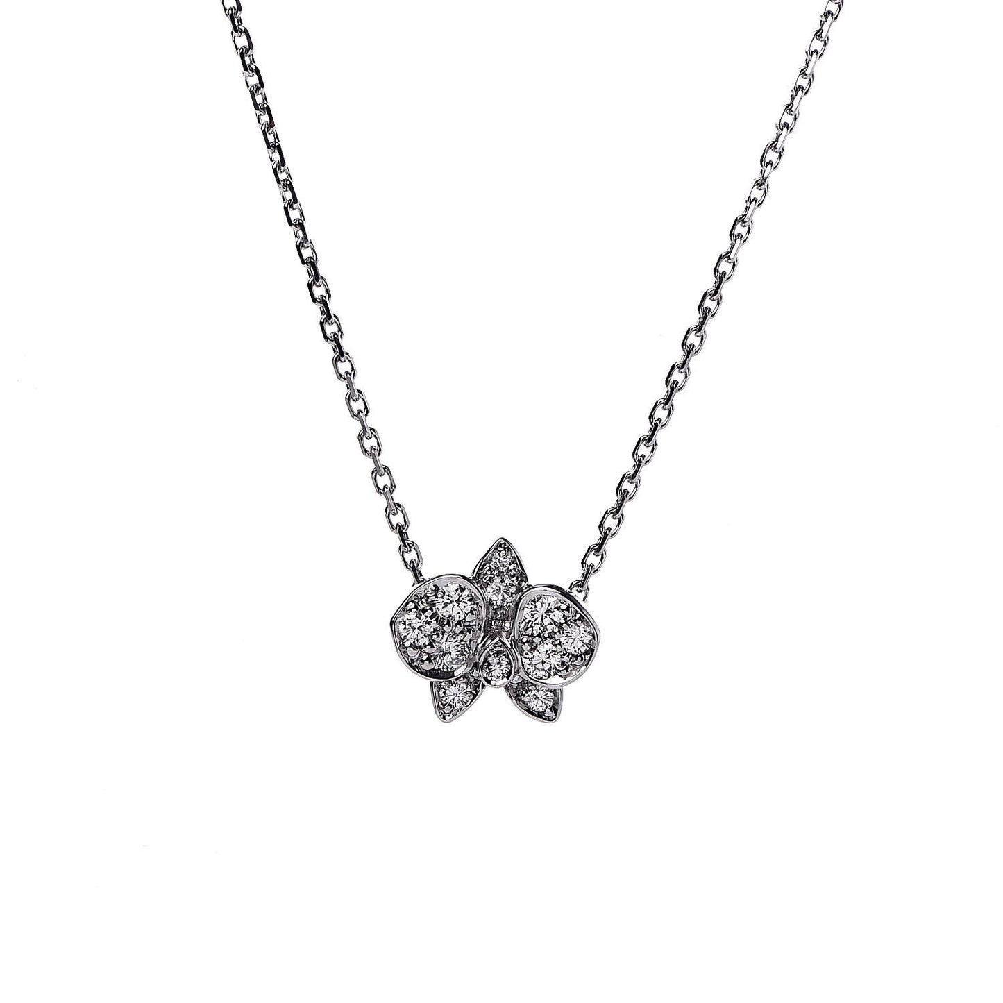 18K White Gold Diamond Caresse D'Orchidees Par Necklace