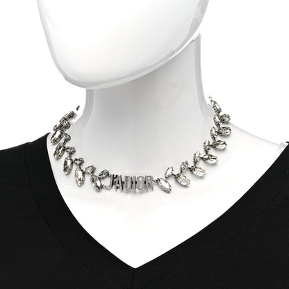 Christian Dior Metal Crystal J'Adior Laurier Choker Necklace Silver 2 of 6