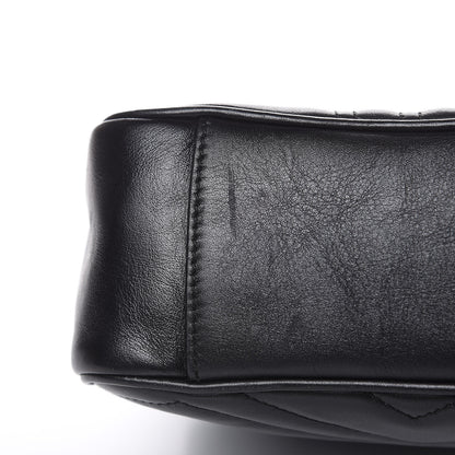 Gucci Calfskin Matelasse Medium GG Marmont Shoulder Bag Black 10 of 16