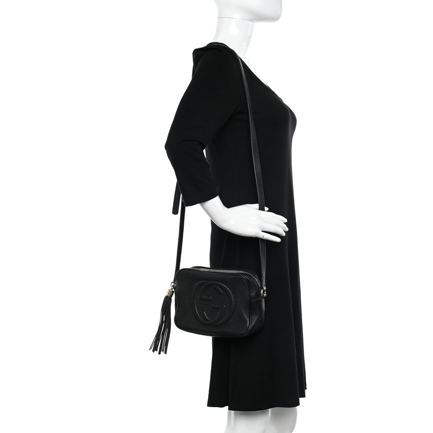 Pebbled Calfskin Small Soho Disco Bag Black