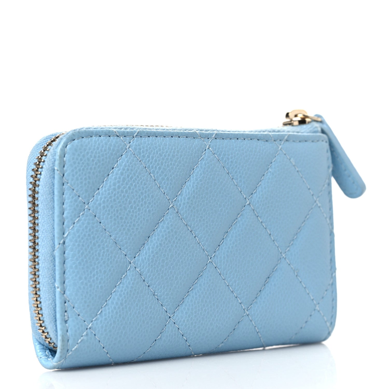 Chanel Caviar Quilted Zipped Key Holder Case Light Blue 3 of 8