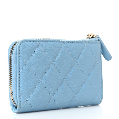 Chanel Caviar Quilted Zipped Key Holder Case Light Blue 3 of 8