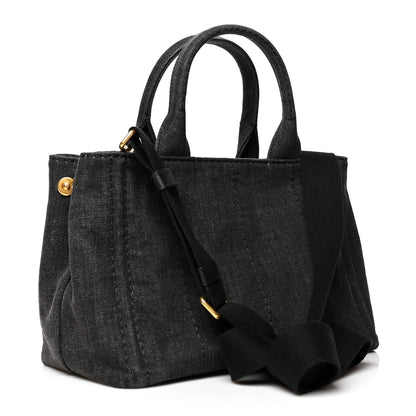 Prada Denim Small Logo Tote Black 2 of 8