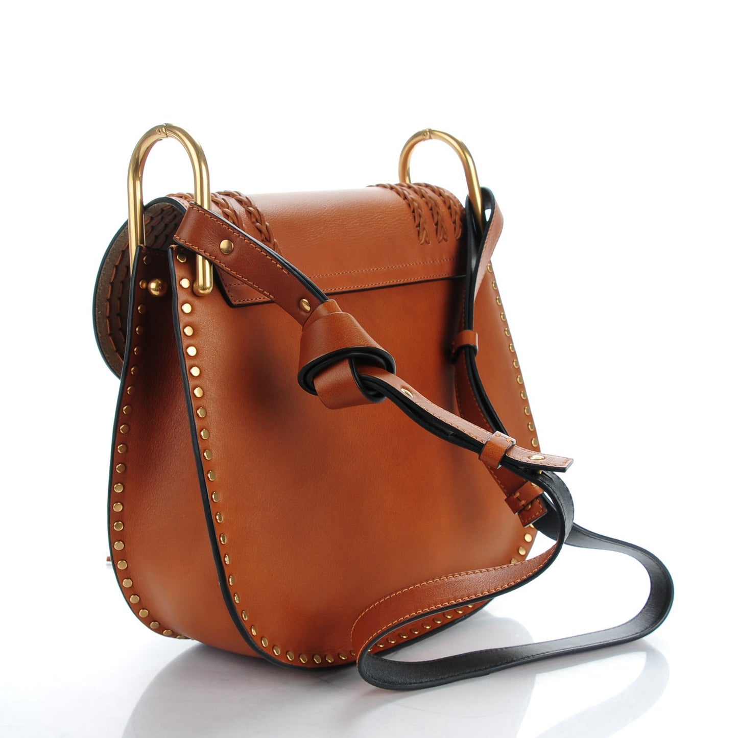 Calfskin Braided Medium Hudson Shoulder Bag Caramel