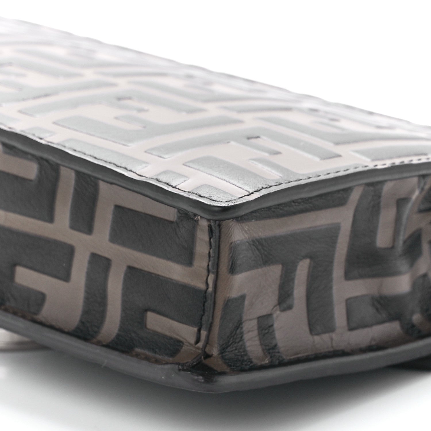 Fendi Vitello Soft Catalan Mirror F is Fendi Bi-Color FF 1974 Embossed Medium Envelope Wallet On Chain Maya Black Argento 12 of 12