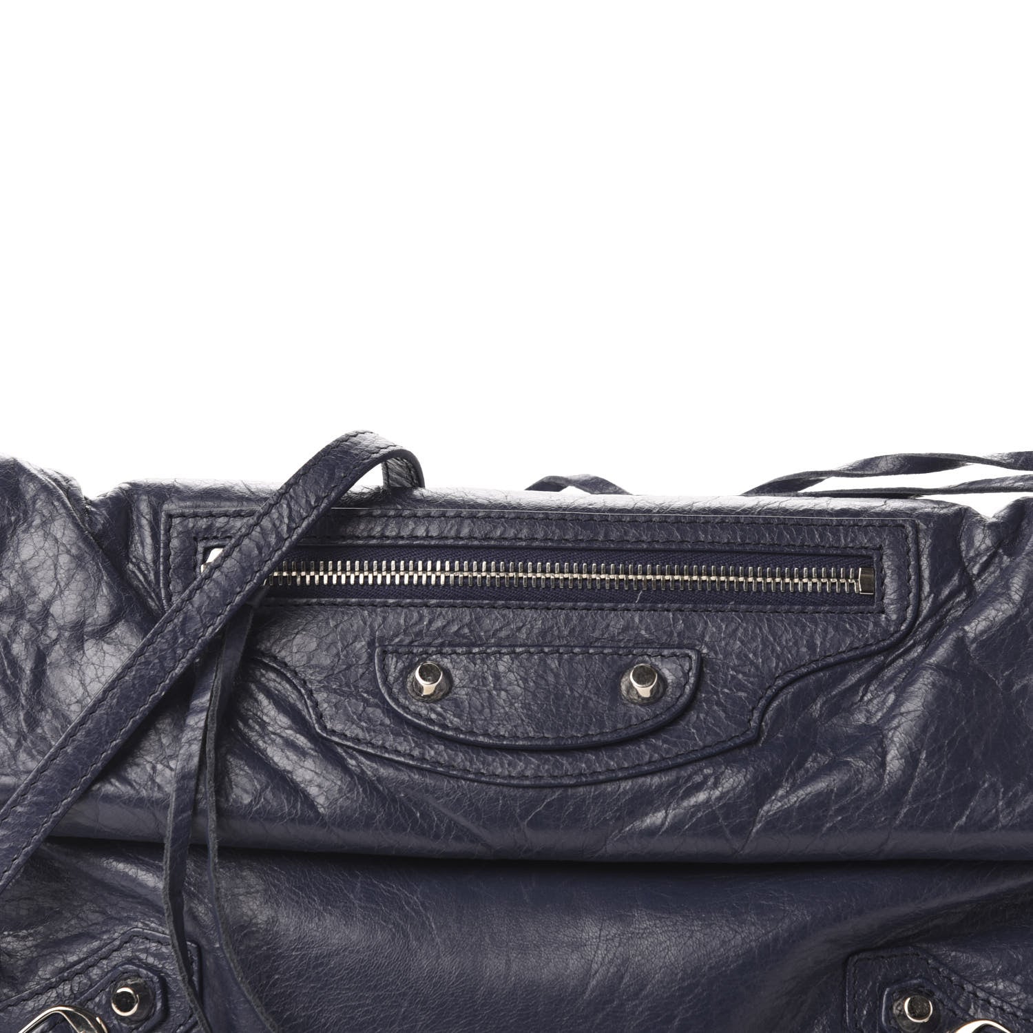 Balenciaga Agneau Classic Silver Hardware Envelope Strap Clutch Bleu Obscur 12 of 12