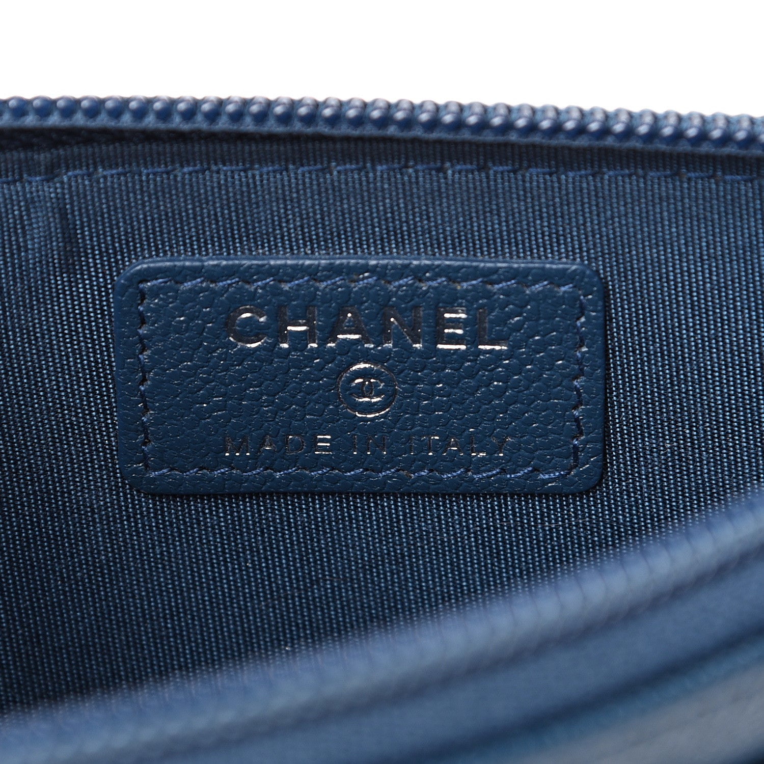 Chanel Caviar CC Button Zip Pouch Blue 5 of 8
