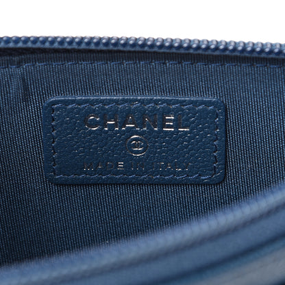 Chanel Caviar CC Button Zip Pouch Blue 5 of 8