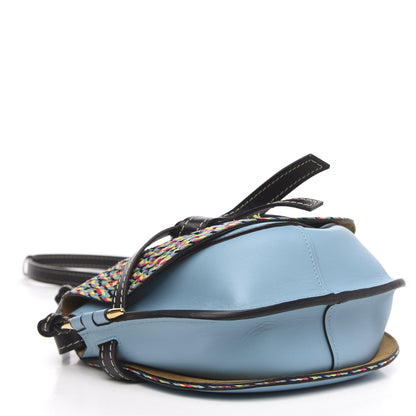 Loewe Calfskin Woven Raffia Small Gate Crossbody Bag Light Blue 4 of 9