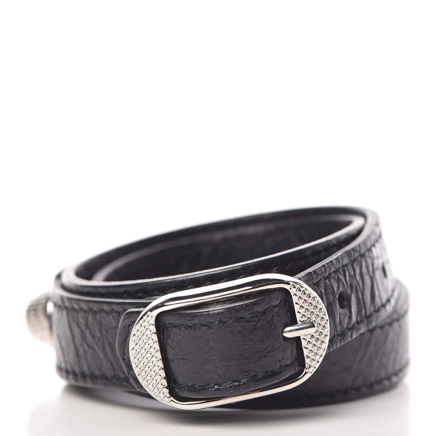 Agneau Giant 12 Silver Hardware Triple Tour Bracelet S Black