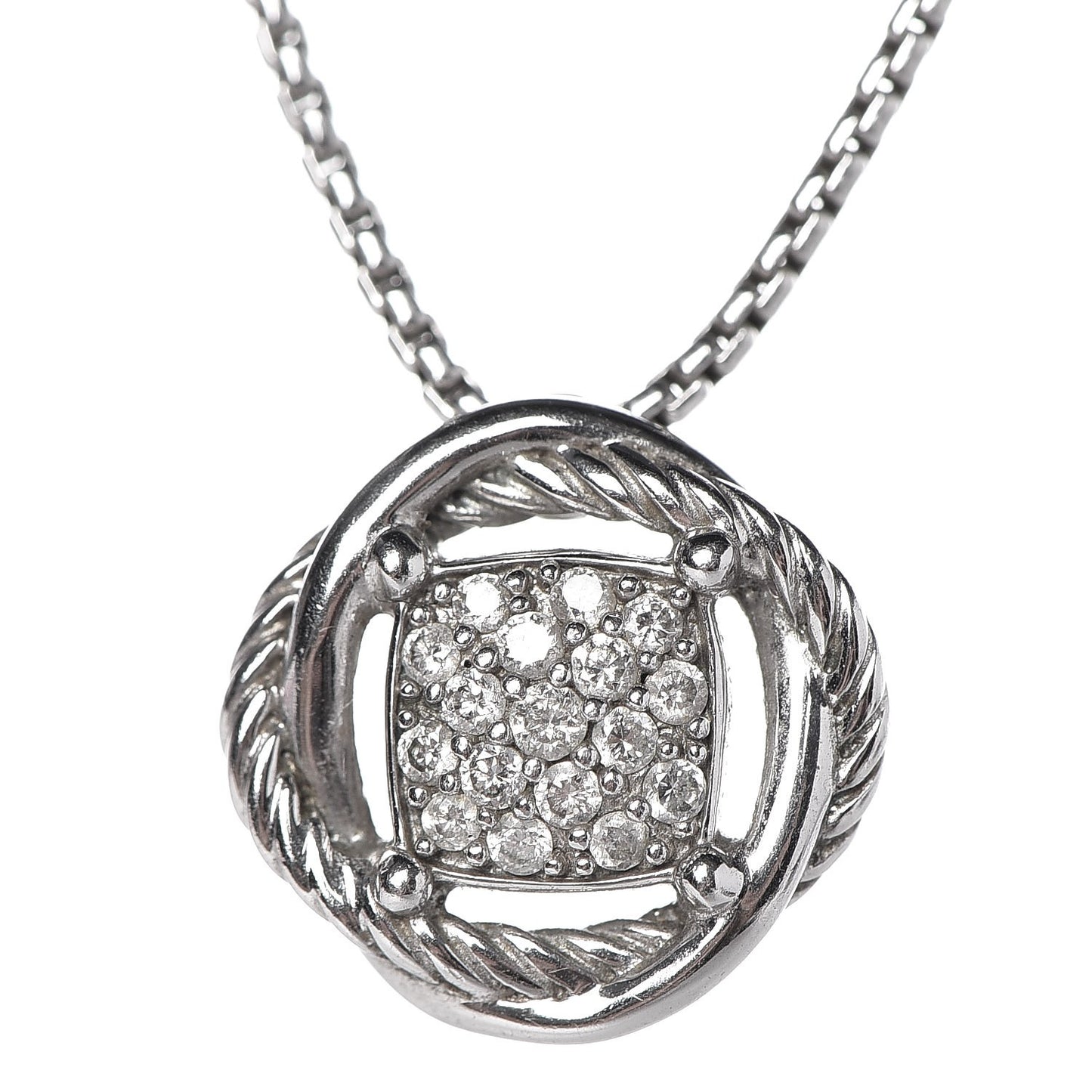 Sterling Silver Diamond 7mm Infinity Pendant Necklace