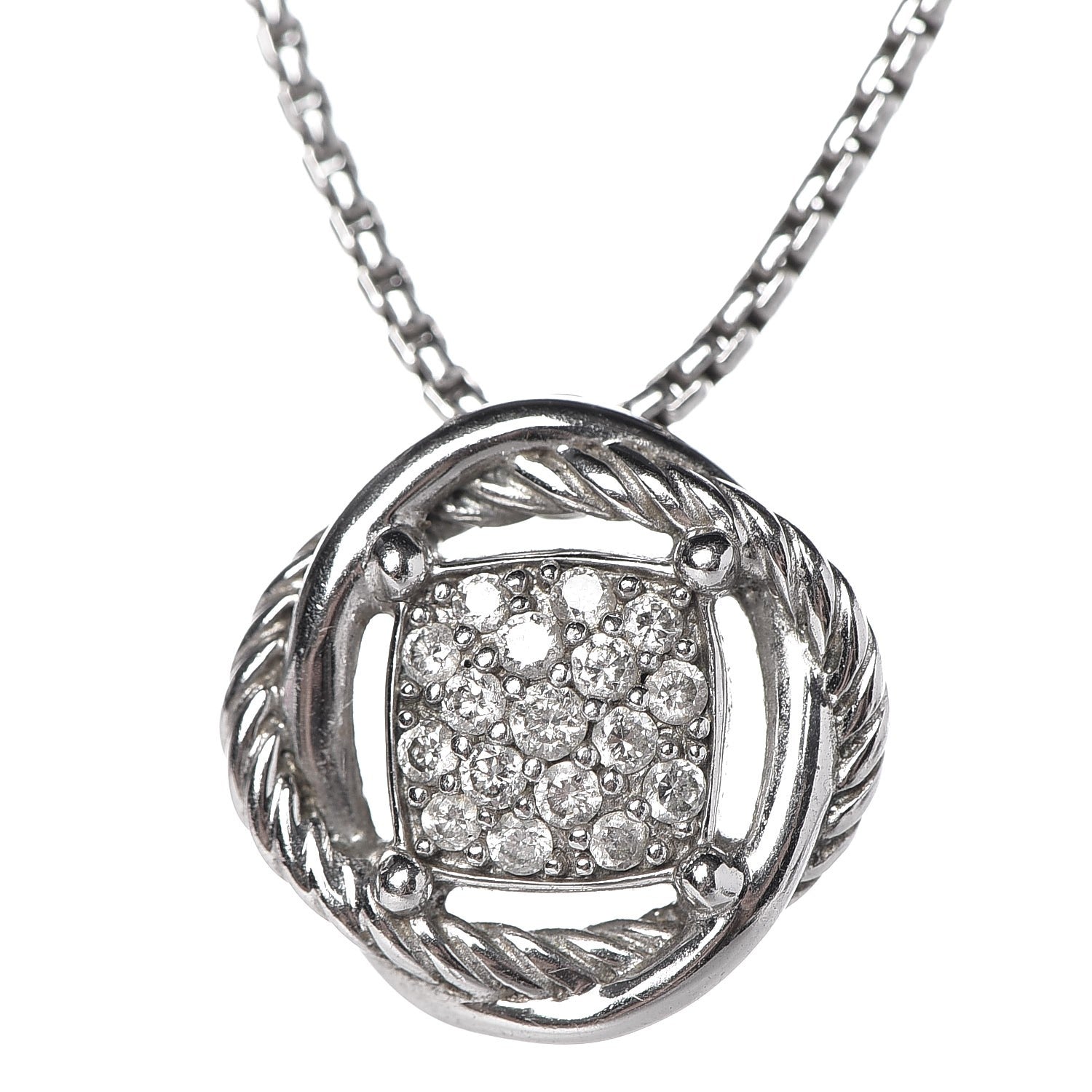 David Yurman Sterling Silver Diamond 7mm Infinity Pendant Necklace 4 of 5