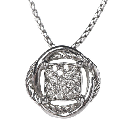 David Yurman Sterling Silver Diamond 7mm Infinity Pendant Necklace 4 of 5