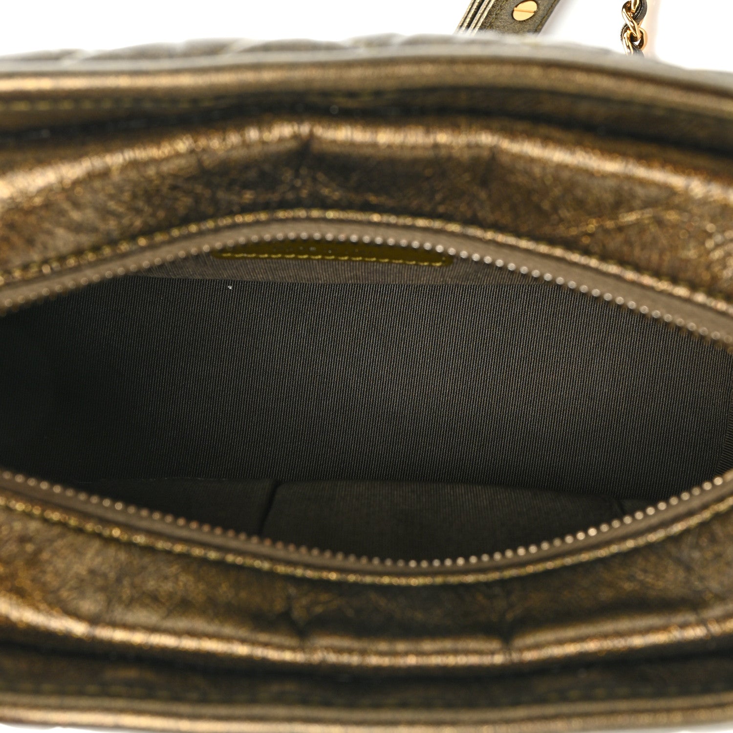 Chanel Metallic Calfskin Chevron Quilted Small Gabrielle Hobo Gold 5 of 13
