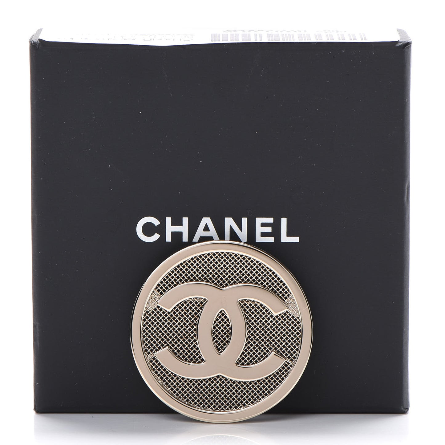 Mesh Circle CC Brooch Gold