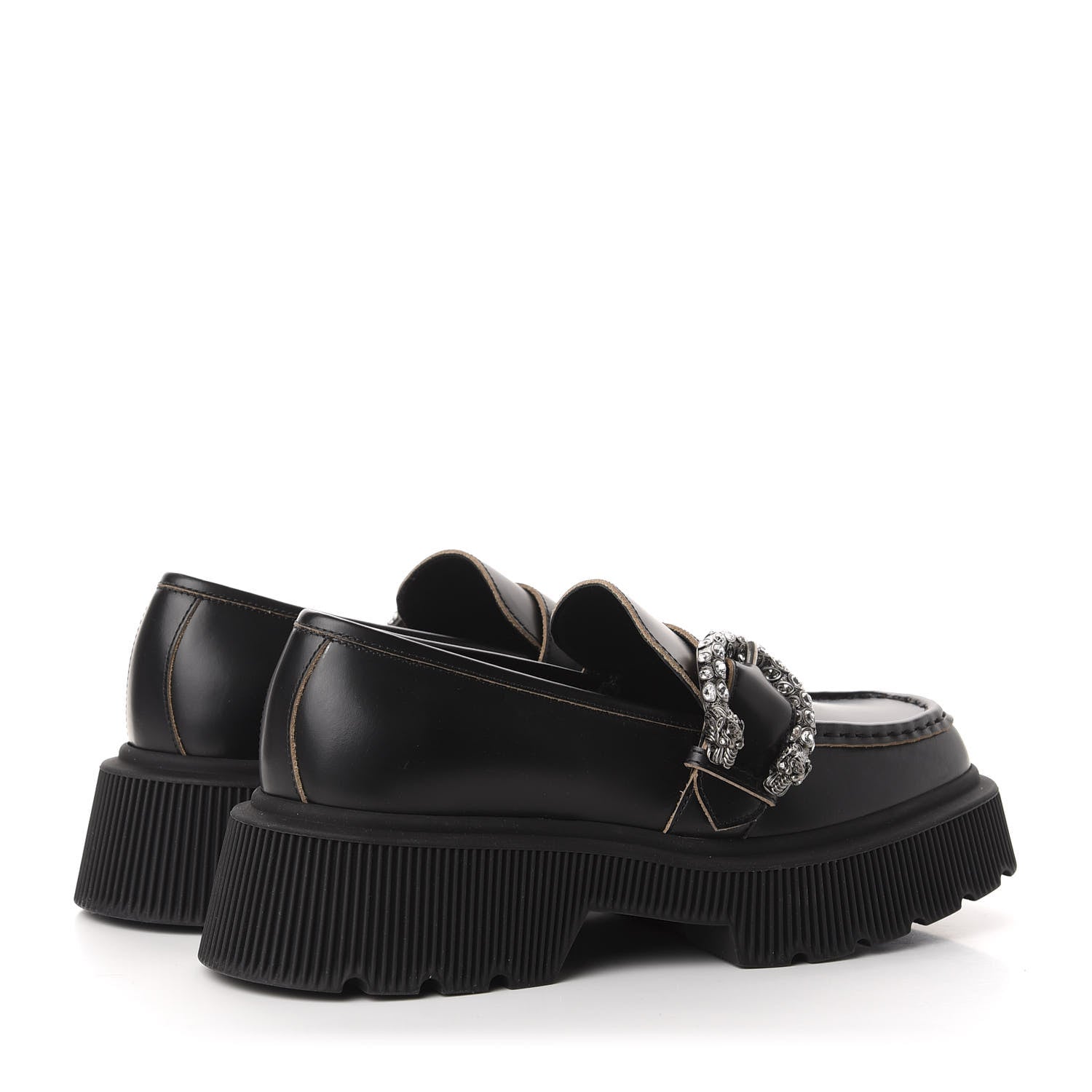 Gucci Cordovan Lux Dionysus Hunder Loafers 38 Black 4 of 9