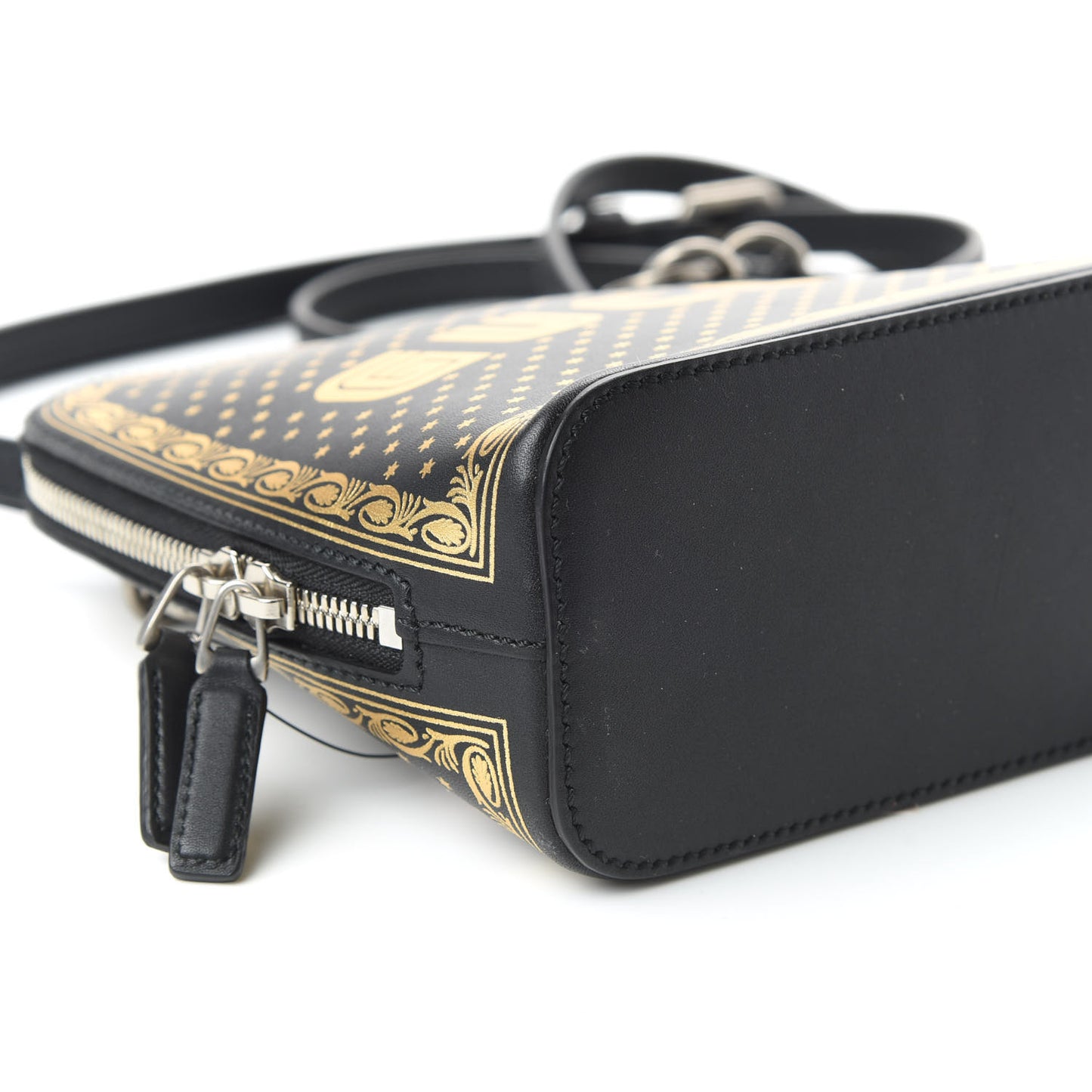 X SEGA Calfskin GUCCY Stars Mini Dome Shoulder Bag Black Gold