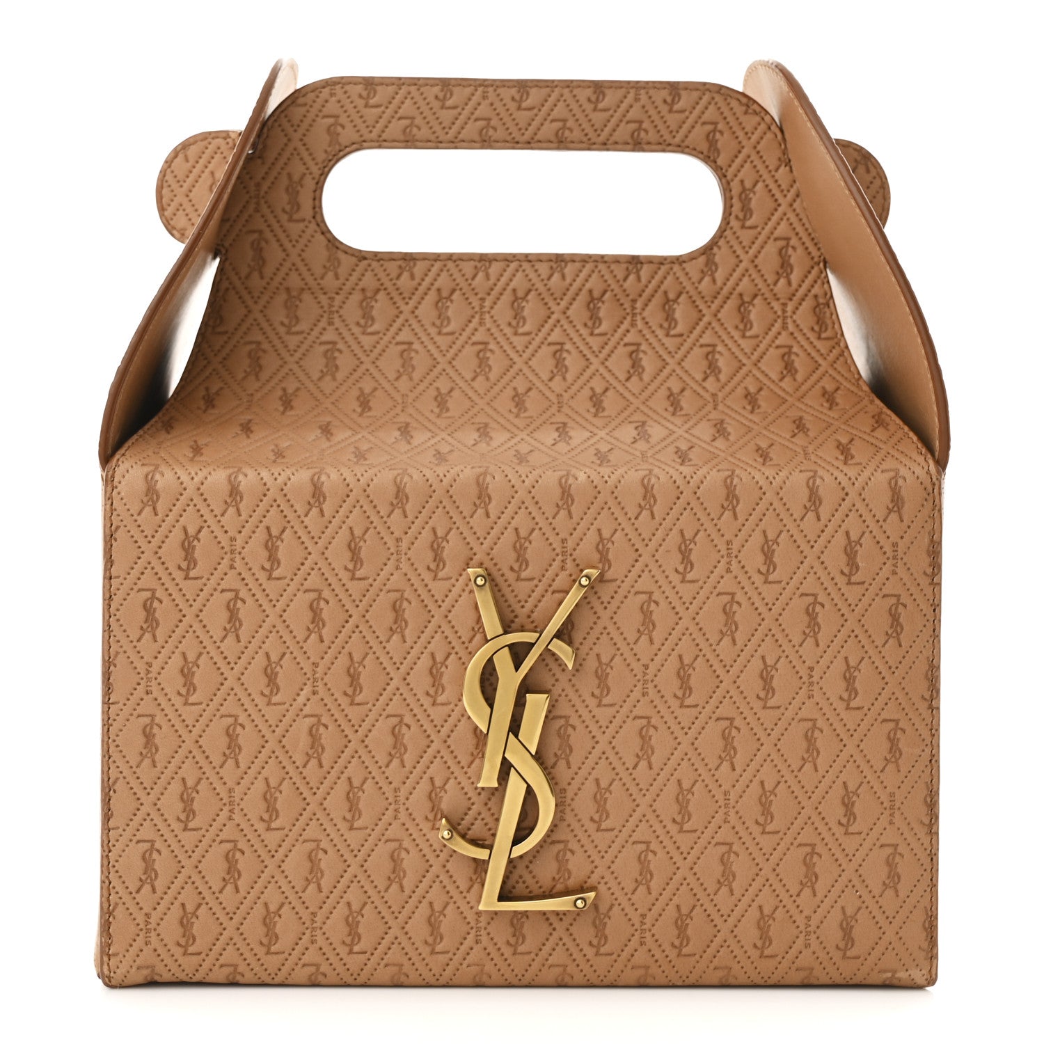 Saint Laurent Calfskin Monogram Take Away Box Dusty Vintage Brown Gold 1 of 11
