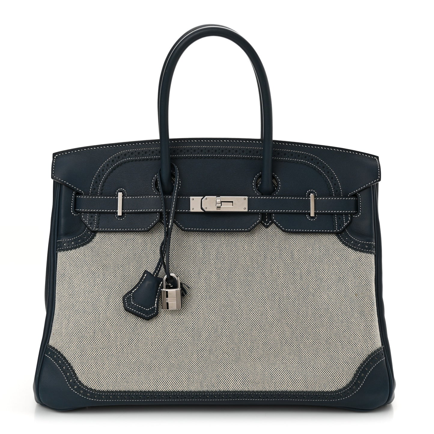 Swift Toile Ghillies Birkin 35  Bleu Saphir