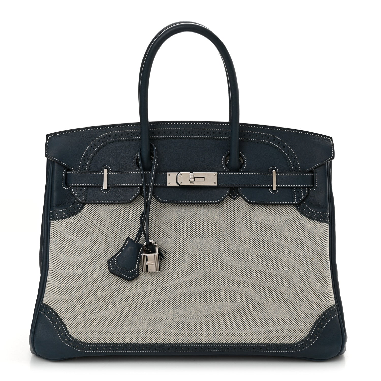 Hermes Swift Toile Ghillies Birkin 35  Bleu Saphir 1 of 13