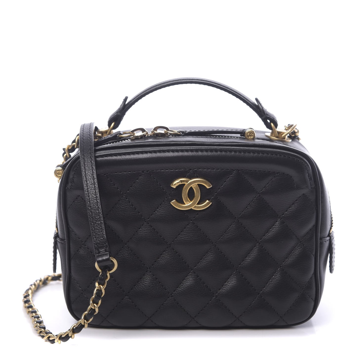 Calfskin Quilted CC Vanity Case Black