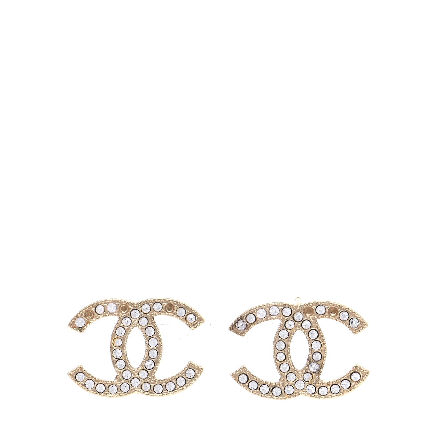 Chanel Crystal CC Earrings Gold 1 of 6