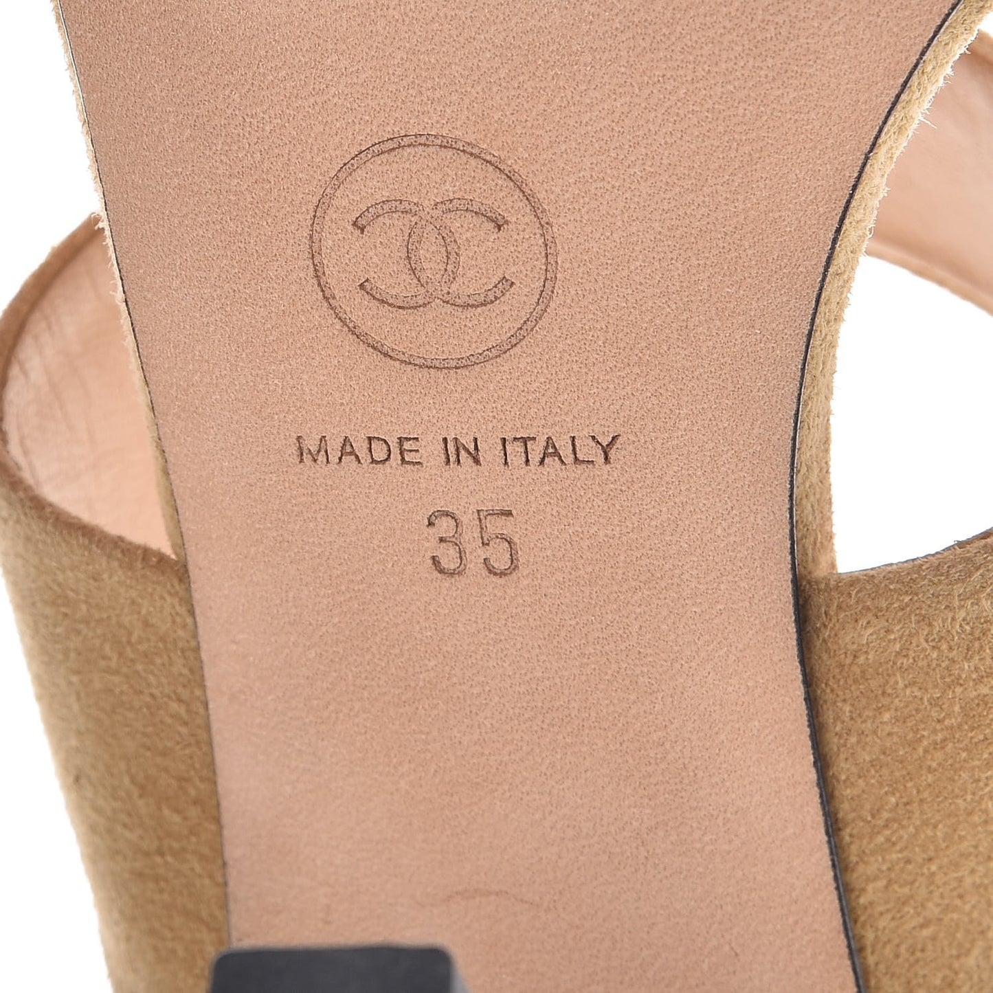 Suede Pearl Sandals 35 Beige