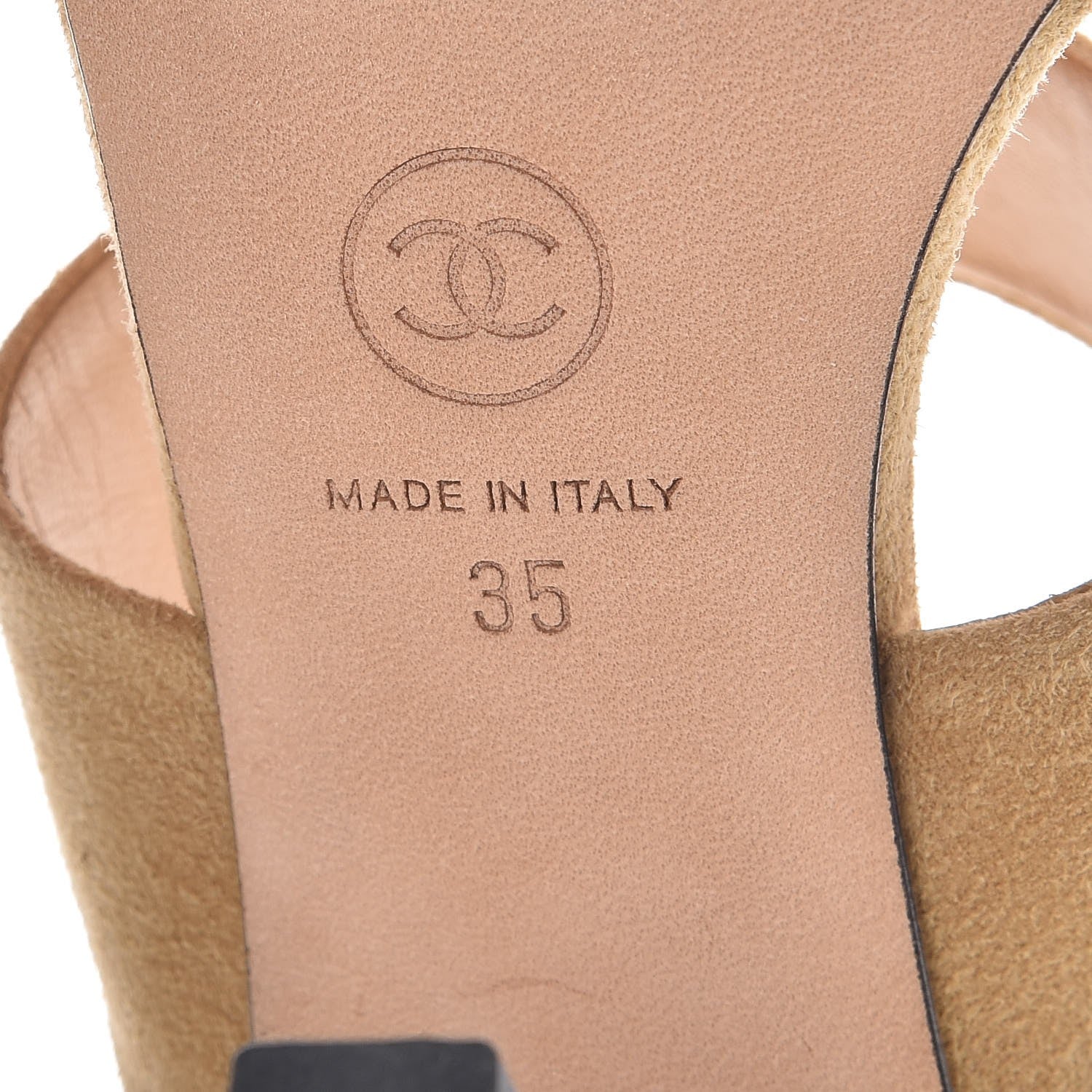 Chanel Suede Pearl Sandals 35 Beige 6 of 9