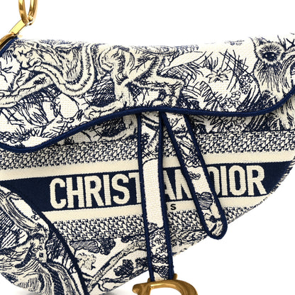 Christian Dior Canvas Embroidered Toile de Jouy Saddle Bag Blue 8 of 10