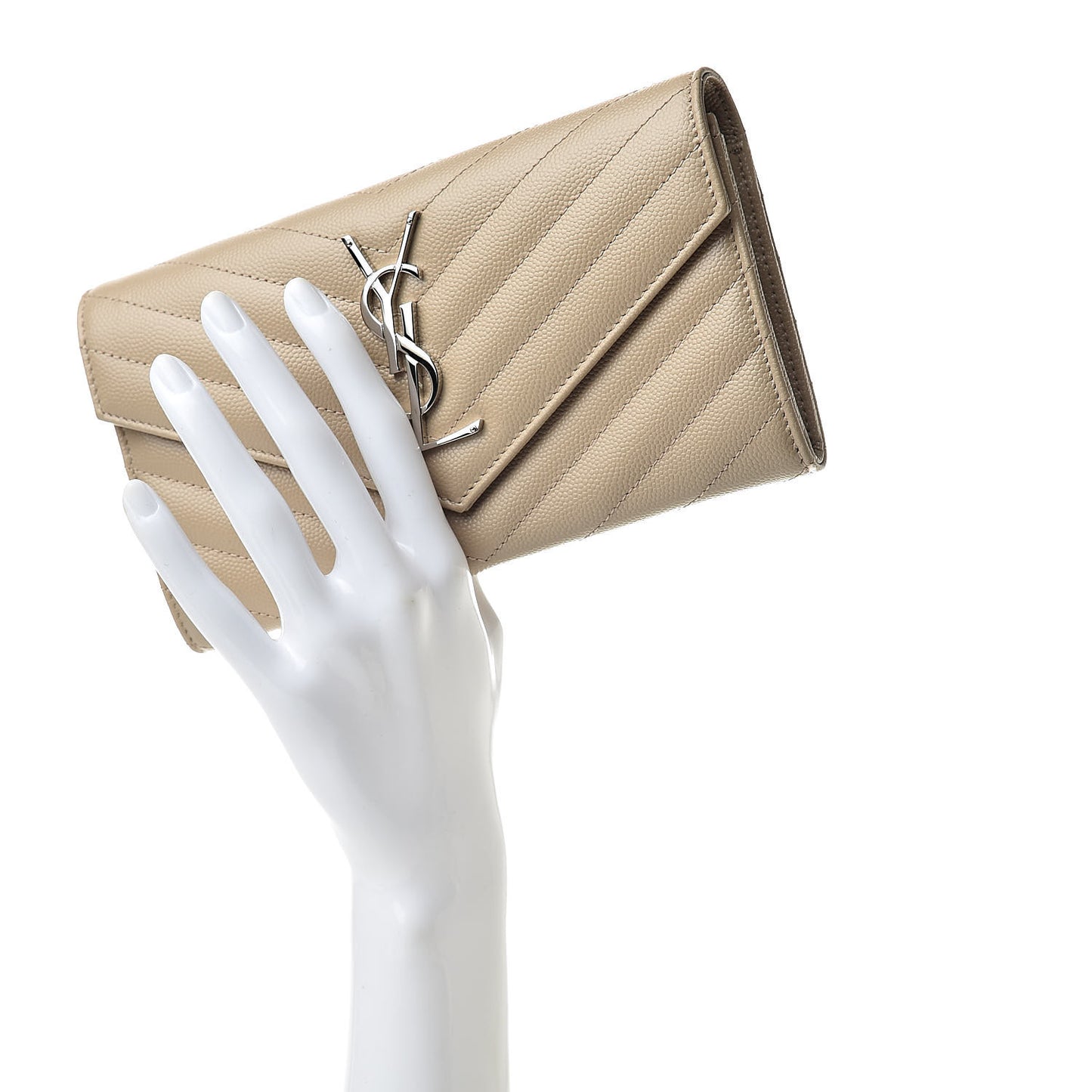 Grain De Poudre Matelasse Chevron Monogram Flap Wallet Famme