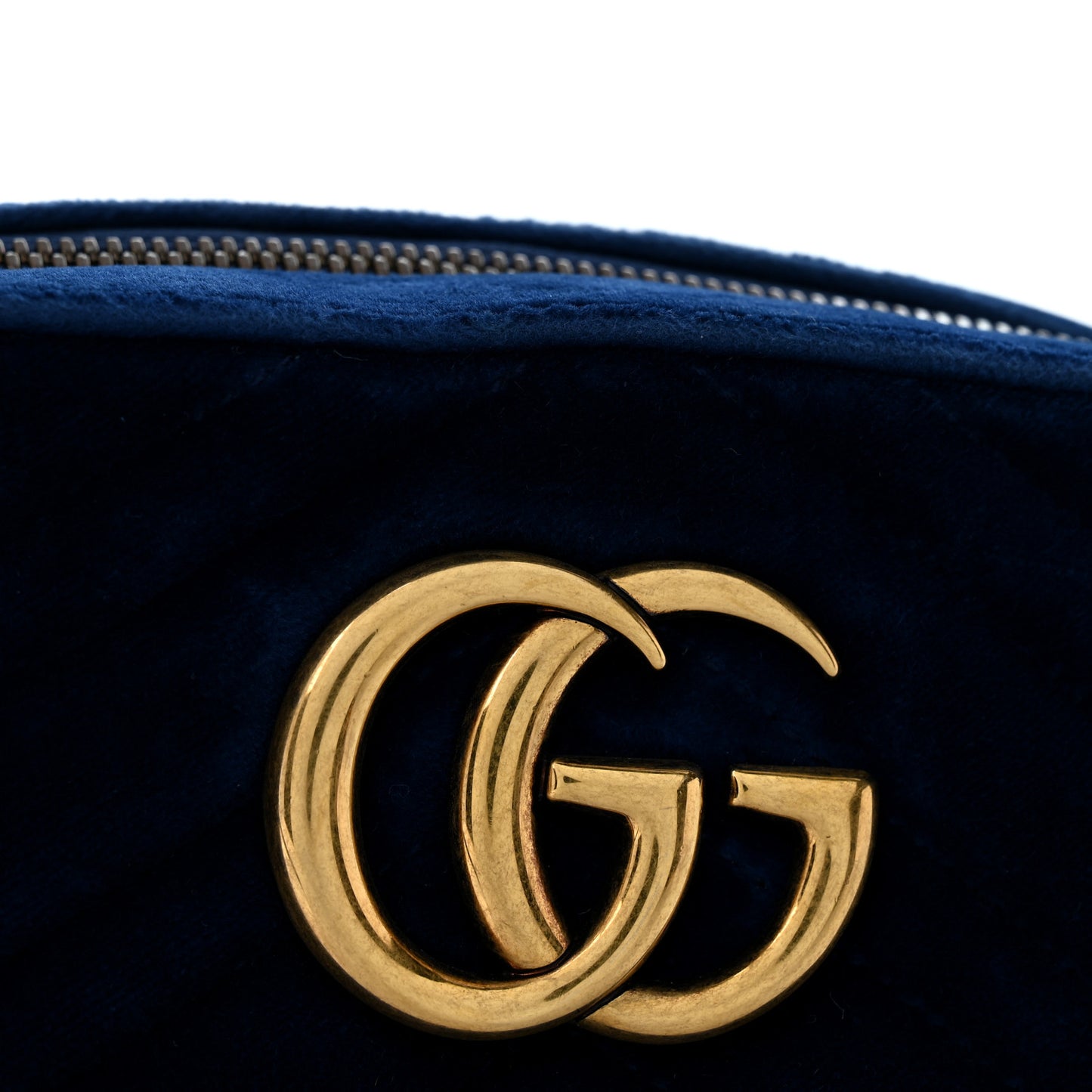 Velvet Matelasse Small GG Marmont Chain Shoulder Bag Cobalt