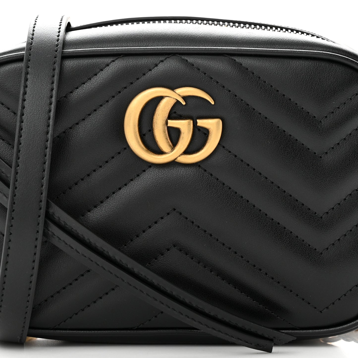 Calfskin Matelasse Mini GG Marmont Chain Shoulder Bag Black