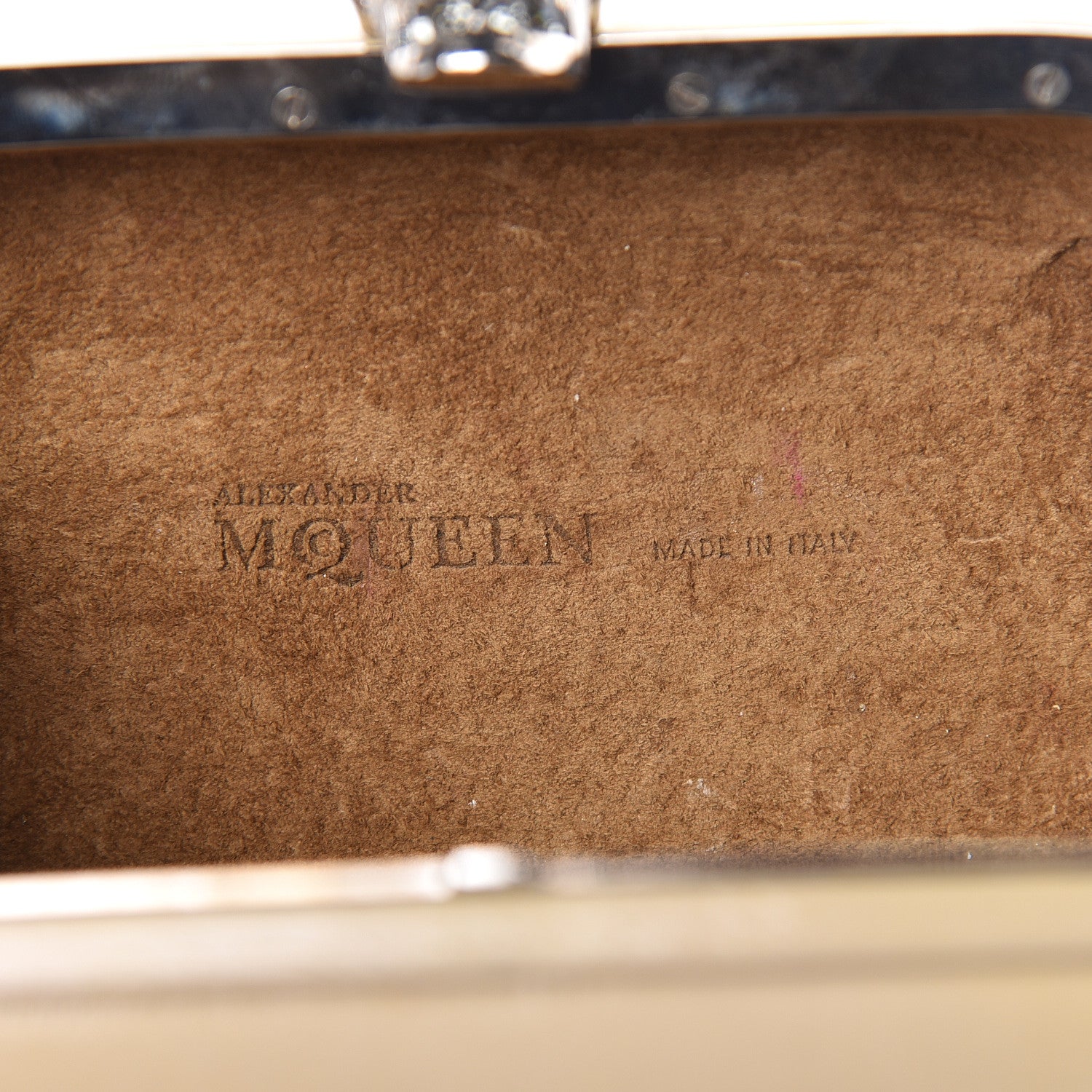 Alexander McQueen Patent Calfskin Skull Box Clutch Beige 6 of 14