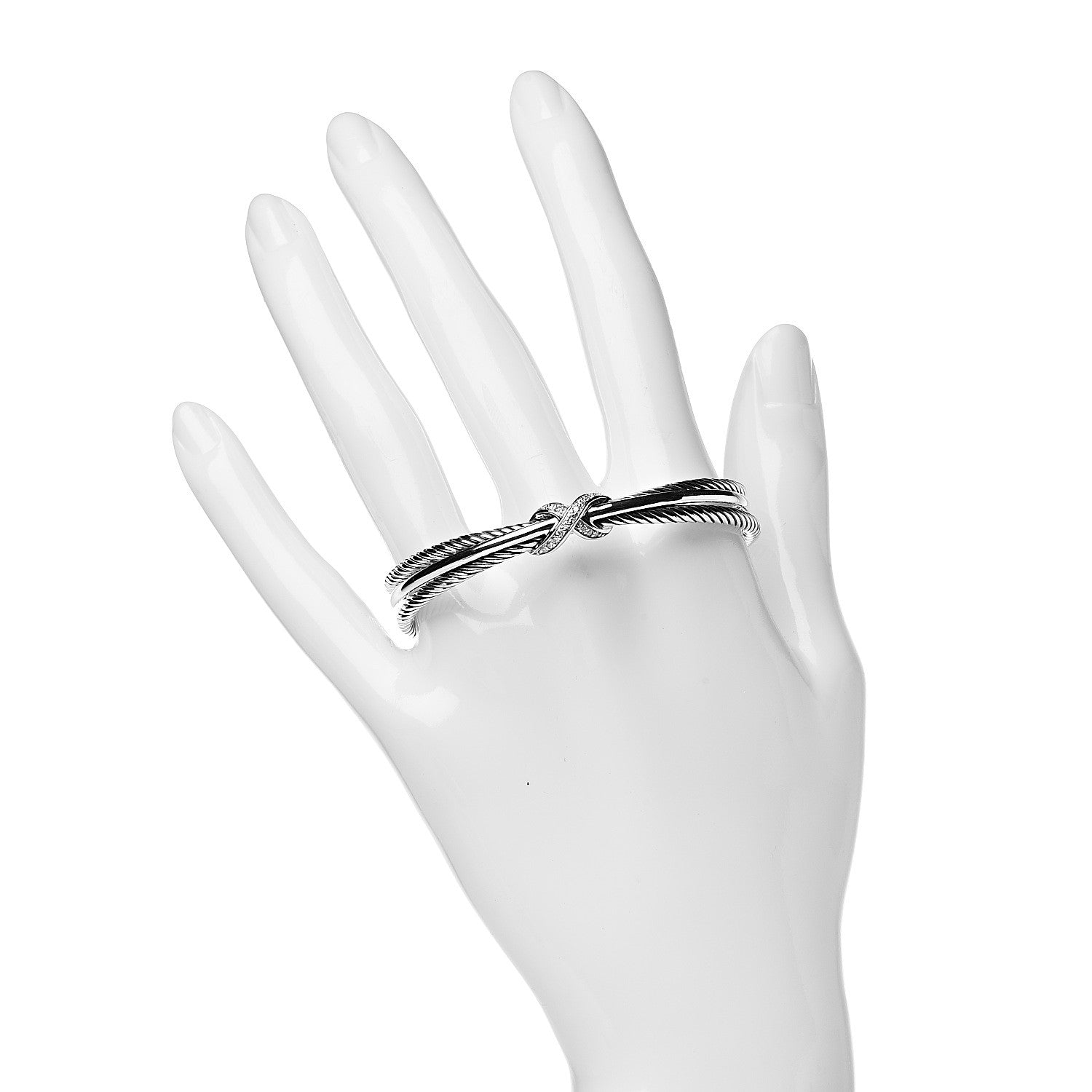 David Yurman Sterling Silver Diamond 7mm Crossover X Bracelet 2 of 4