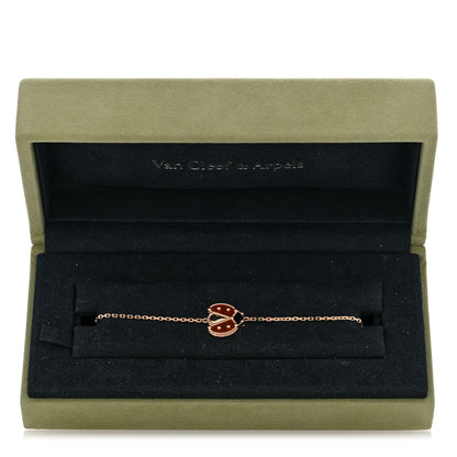 Van Cleef & Arpels 18K Rose Gold Carnelian Onyx Lucky Spring Open Wing Lady Bug Bracelet 4 of 4