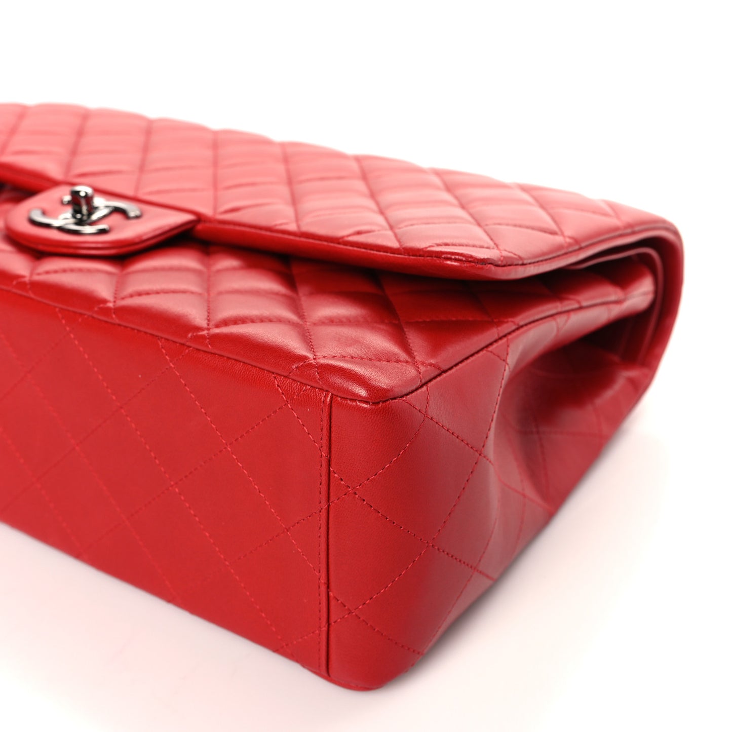 Lambskin Quilted Maxi Double Flap Red